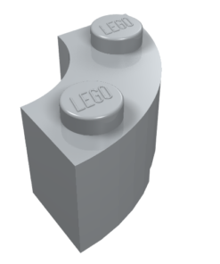 85080 - Brick, Round Corner 2 x 2 Macaroni with Stud Notch and Reinforced Underside